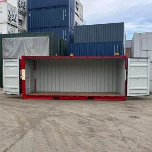 20ft New High Cube Open Side Shipping Container – Full Side Access – One-Trip Tall Storage Unit