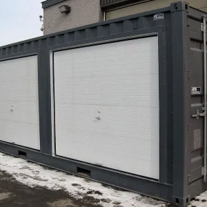 20ft Insulated Shipping Container with Custom Aluminum Garage Doors – Lockable, Weather-Sealed Storage Unit